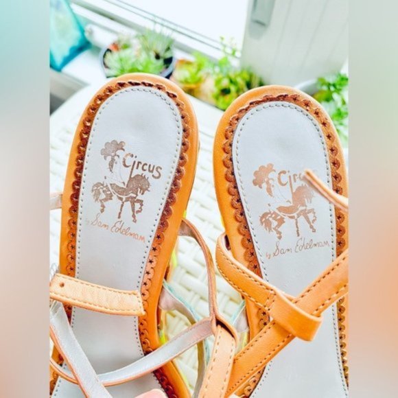 Vintage Sam Edelman Wedge Platform Mozaic Strappy Sandals - Picture 12 of 14